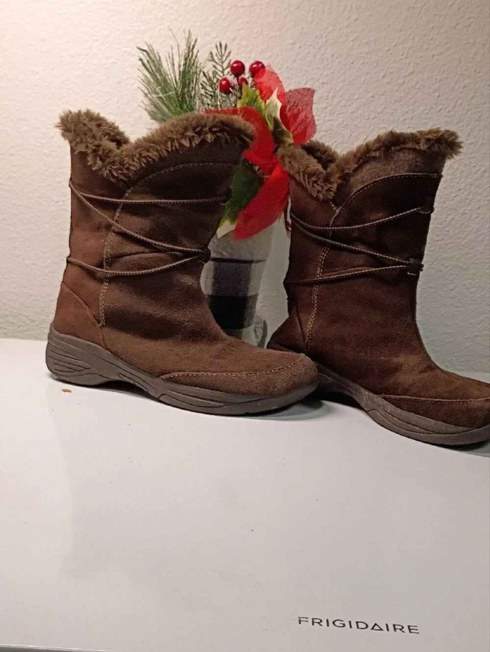 croft & barrow Brown Faux-Fur Suede Pull-On Winter Boots